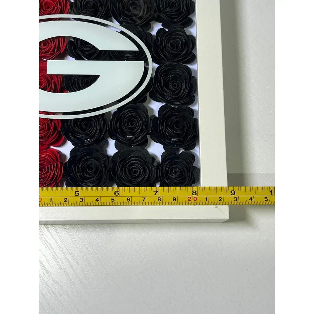 University‎ of Georgia Bulldogs Red Black Paper Rose Shadow Box Wall Art 8x8